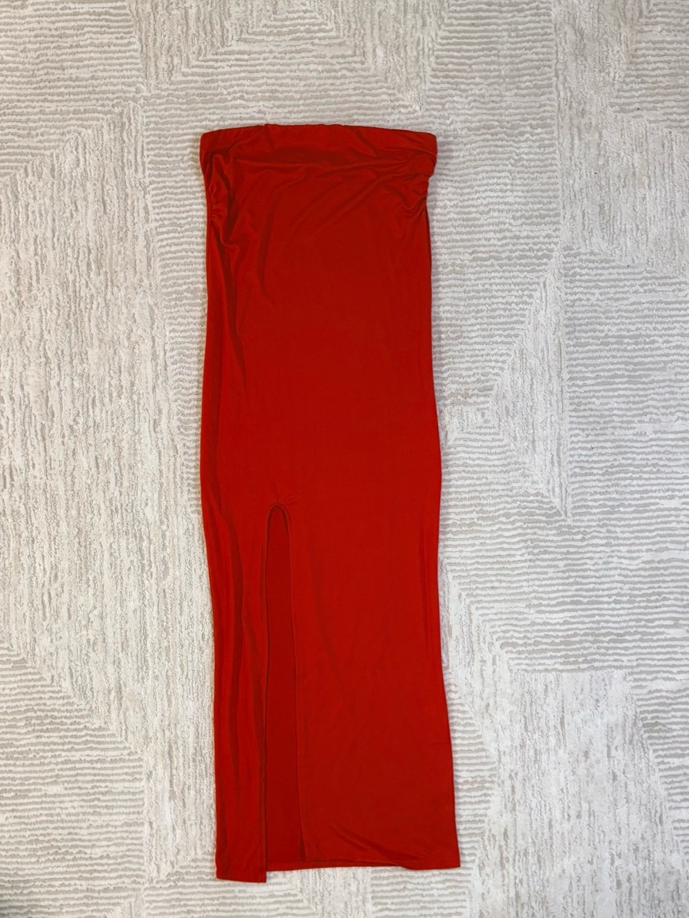 Red (L) Pull-On Maxi Dress with Front Slit